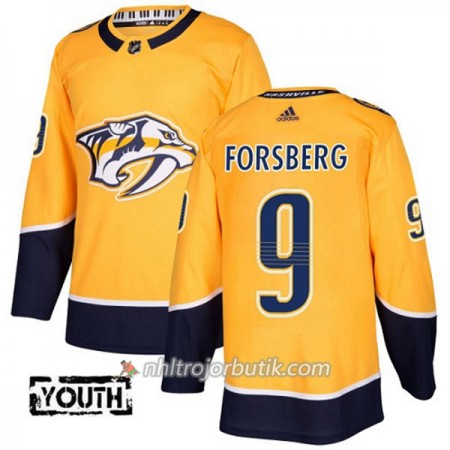 Barn Ishockey Nashville Predators Tröja Filip Forsberg 9 Adidas 2017-2018 Guld Authentic